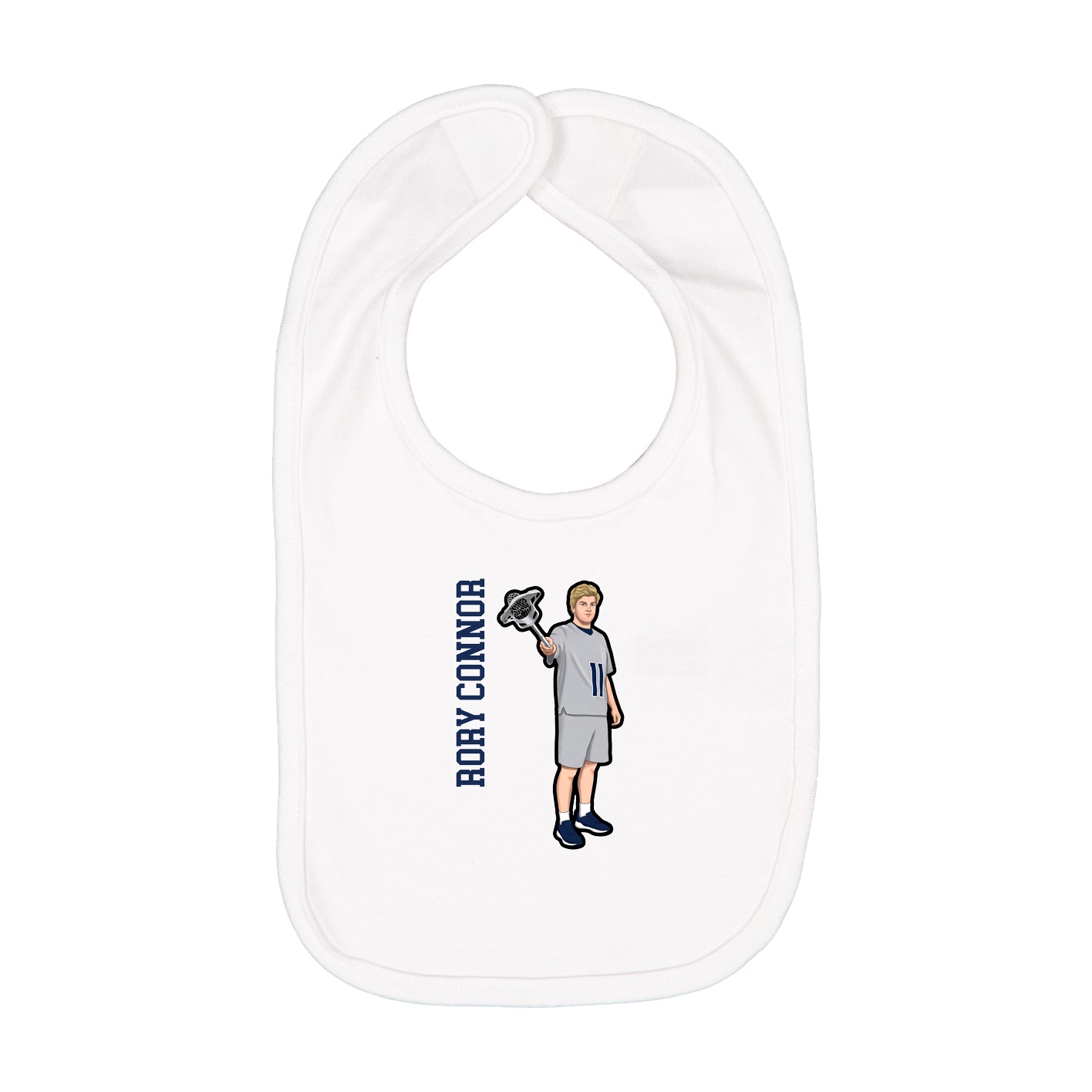 Infant Bib — Name Vertical in White