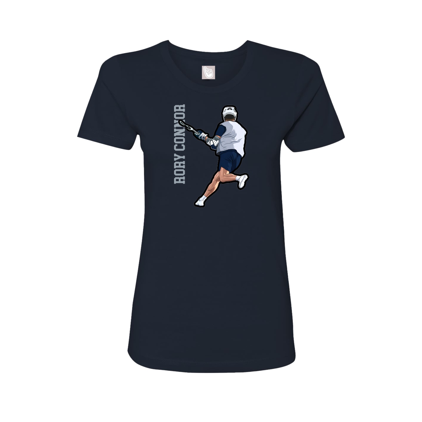 Fitted Women's Tee — Name Vertical in Navy
