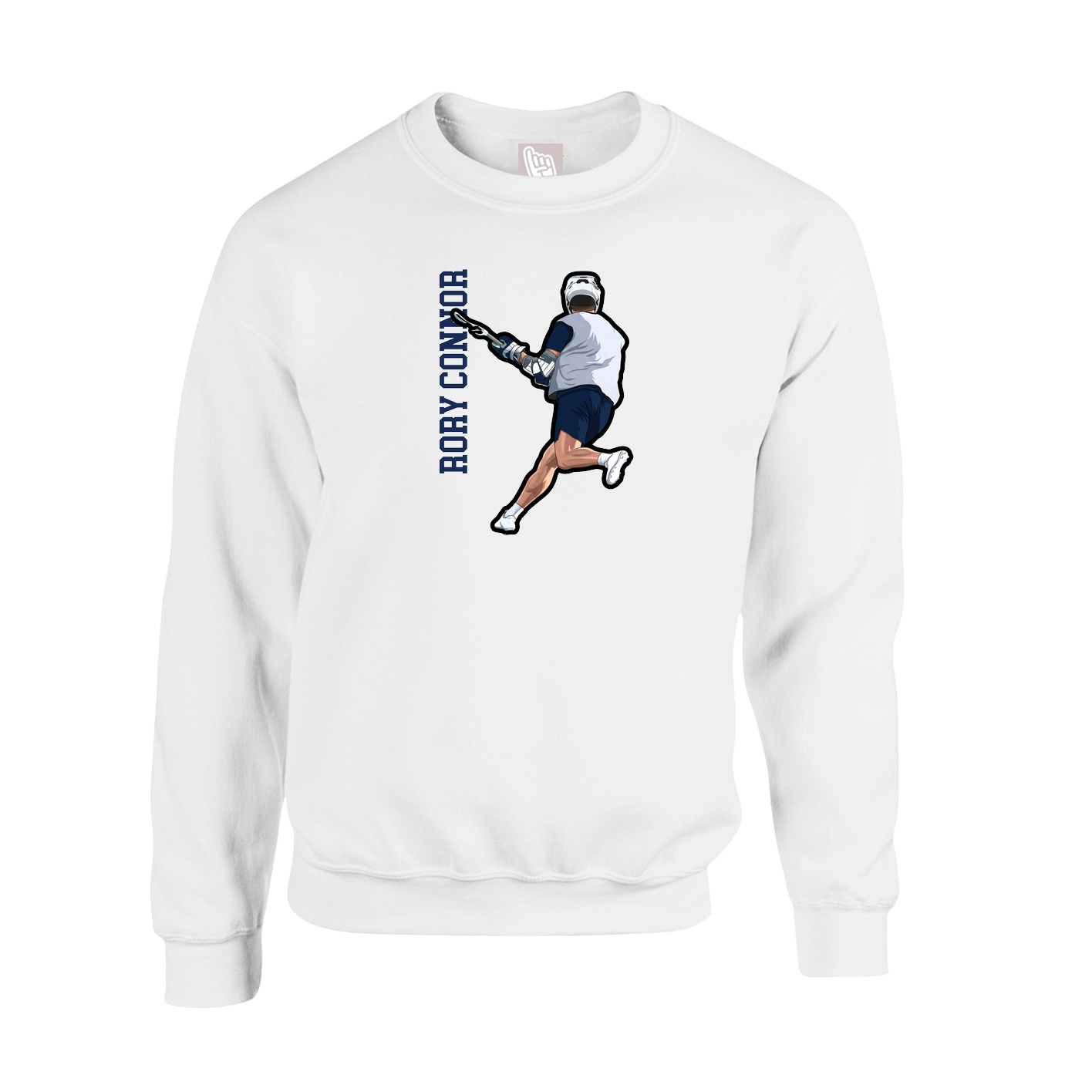 Fleece Crew — Name Vertical in White