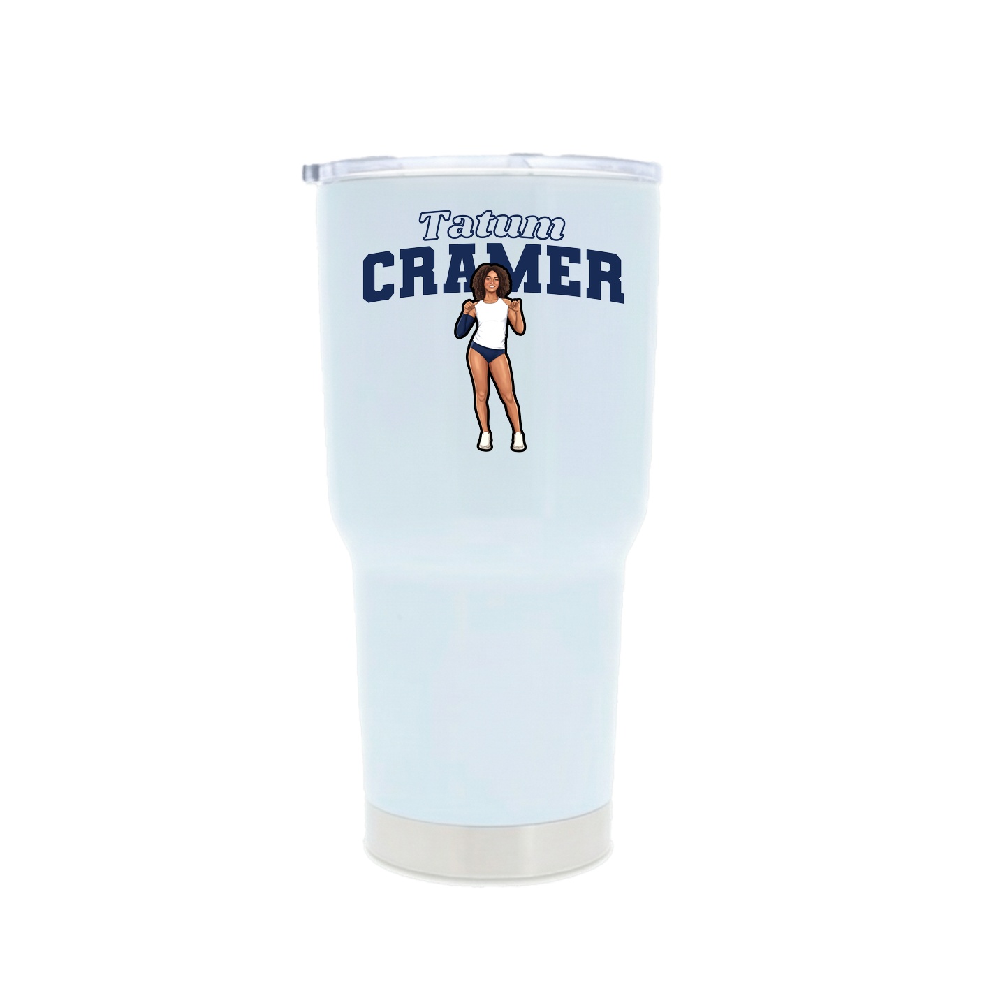 30oz Stainless Steel Tumbler — Name Arch in White