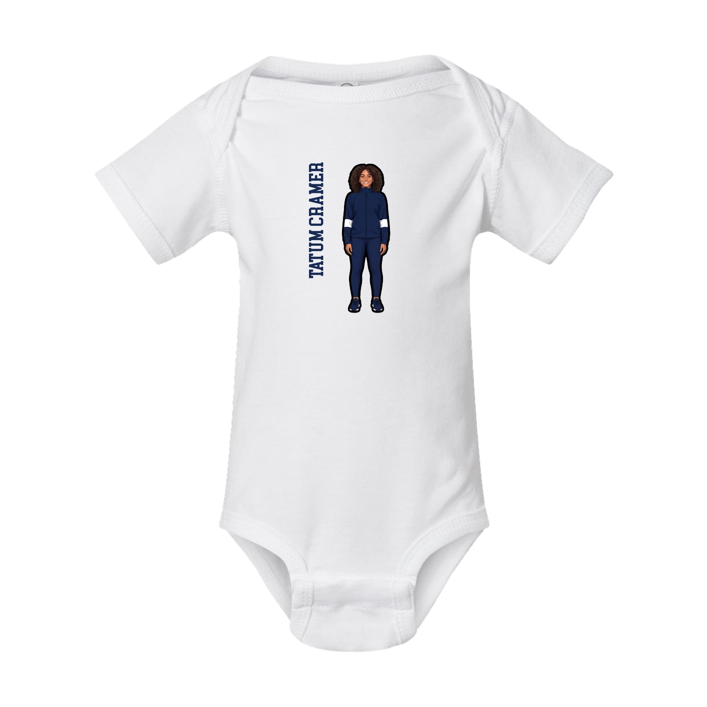 Baby Onesie — Name Vertical in White