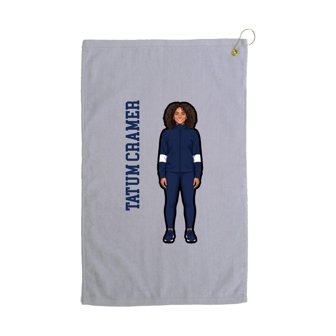 Golf Towel — Name Vertical in Grey