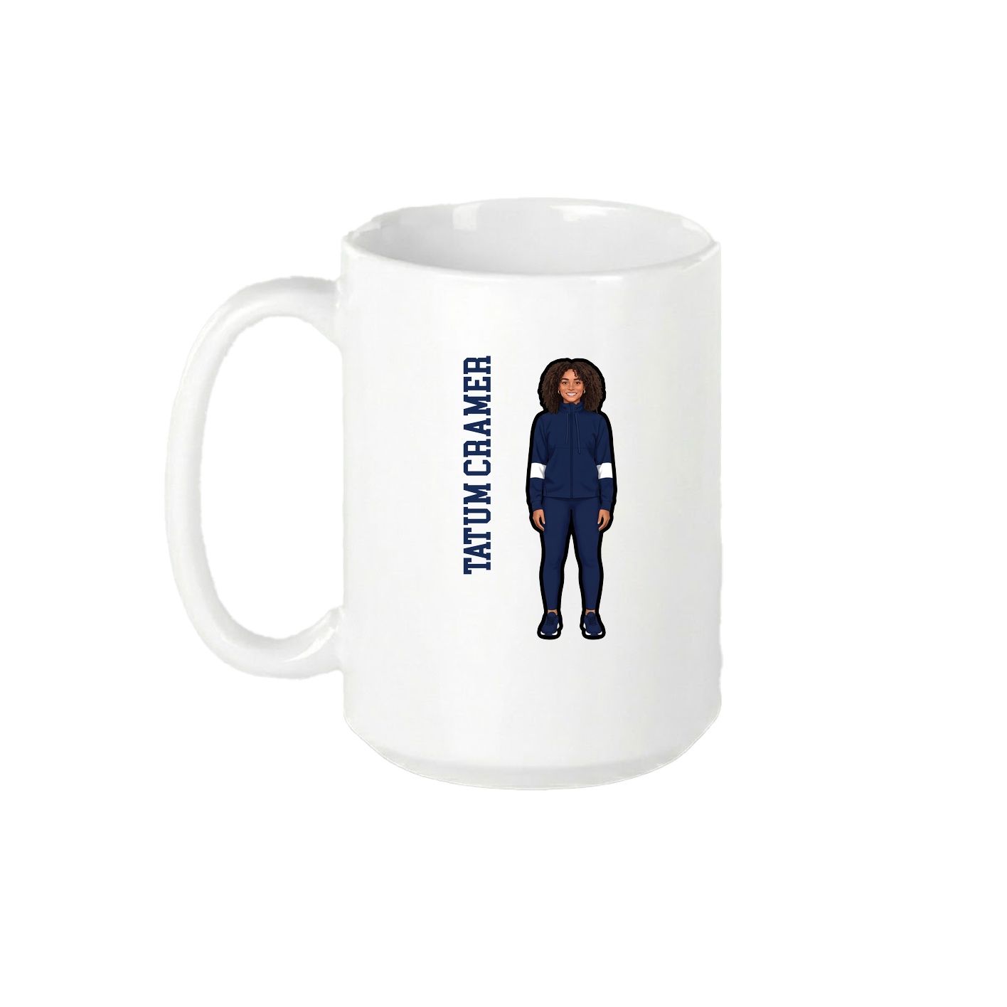 15oz Coffee Mug — Name Vertical in White