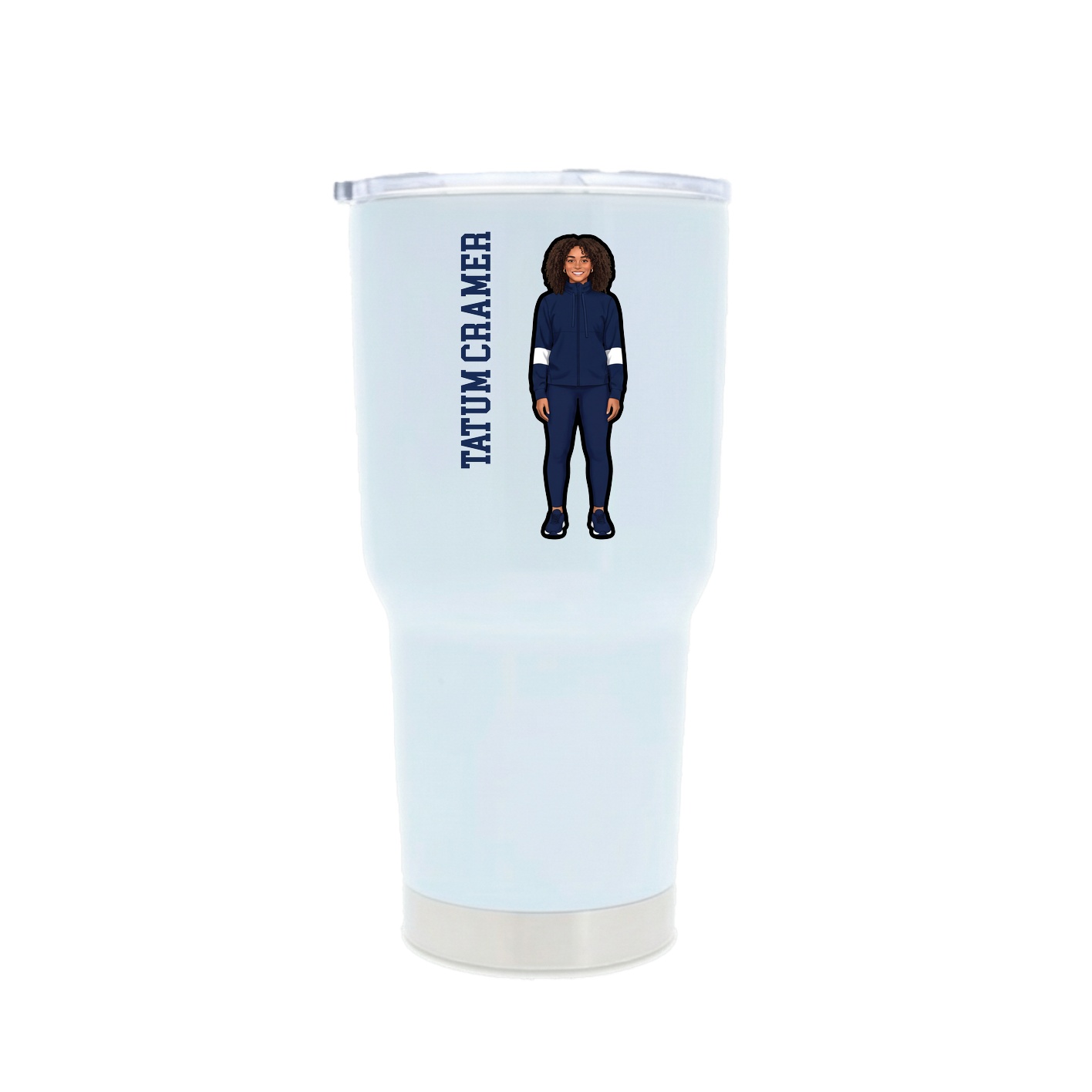 30oz Stainless Steel Tumbler — Name Vertical in White