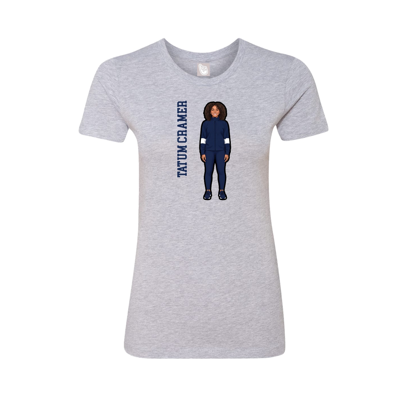 Fitted Women's Tee — Name Vertical in Grey