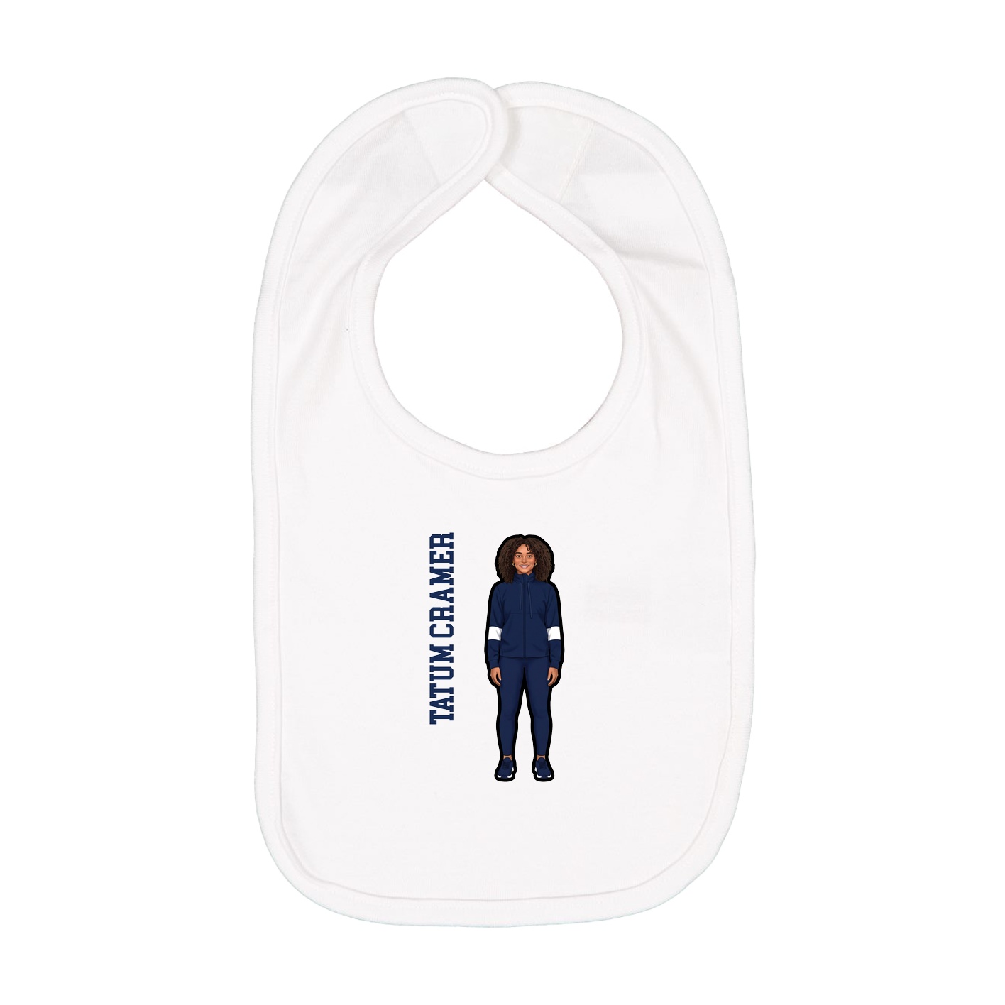 Infant Bib — Name Vertical in White