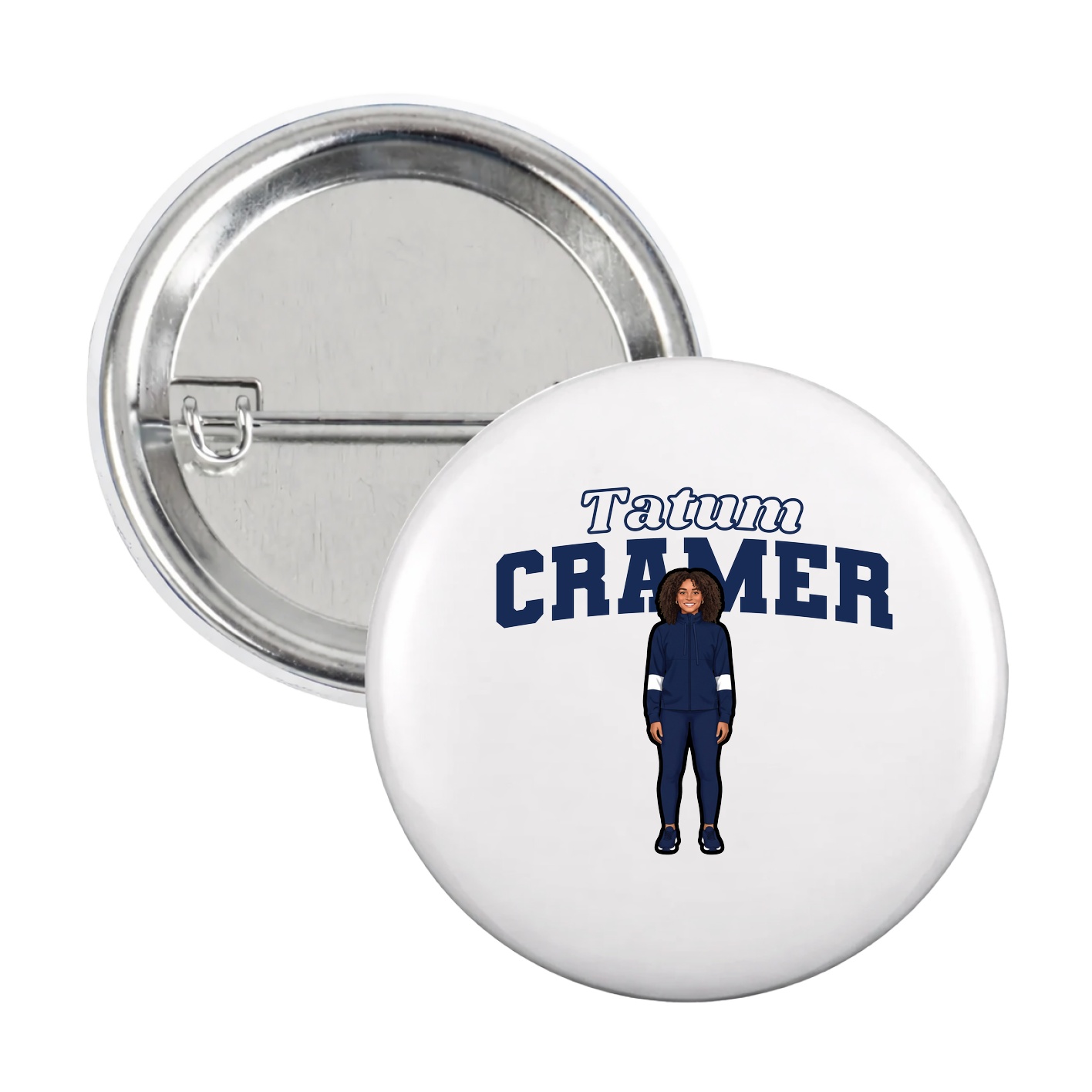 Game Day Button — Name Arch in White