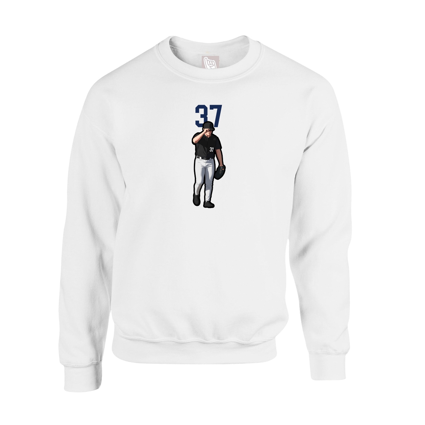 Fleece Crew — Number Top in White