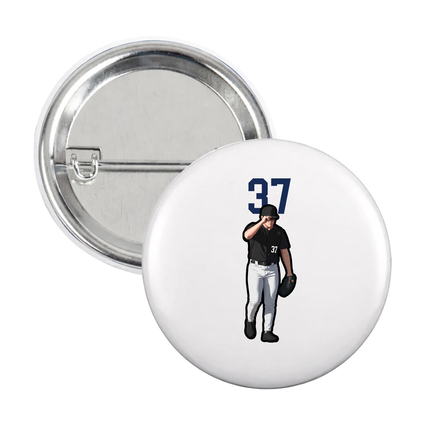 Game Day Button — Number Top in White