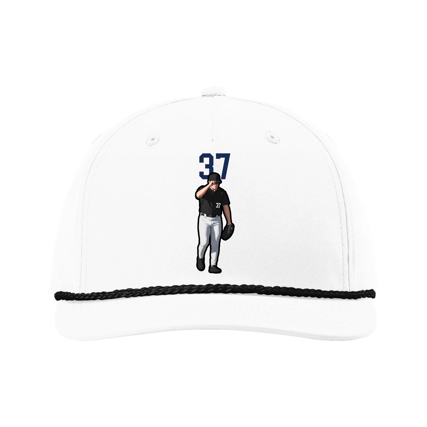 Five-Panel Classic Rope Cap — Number Top in White