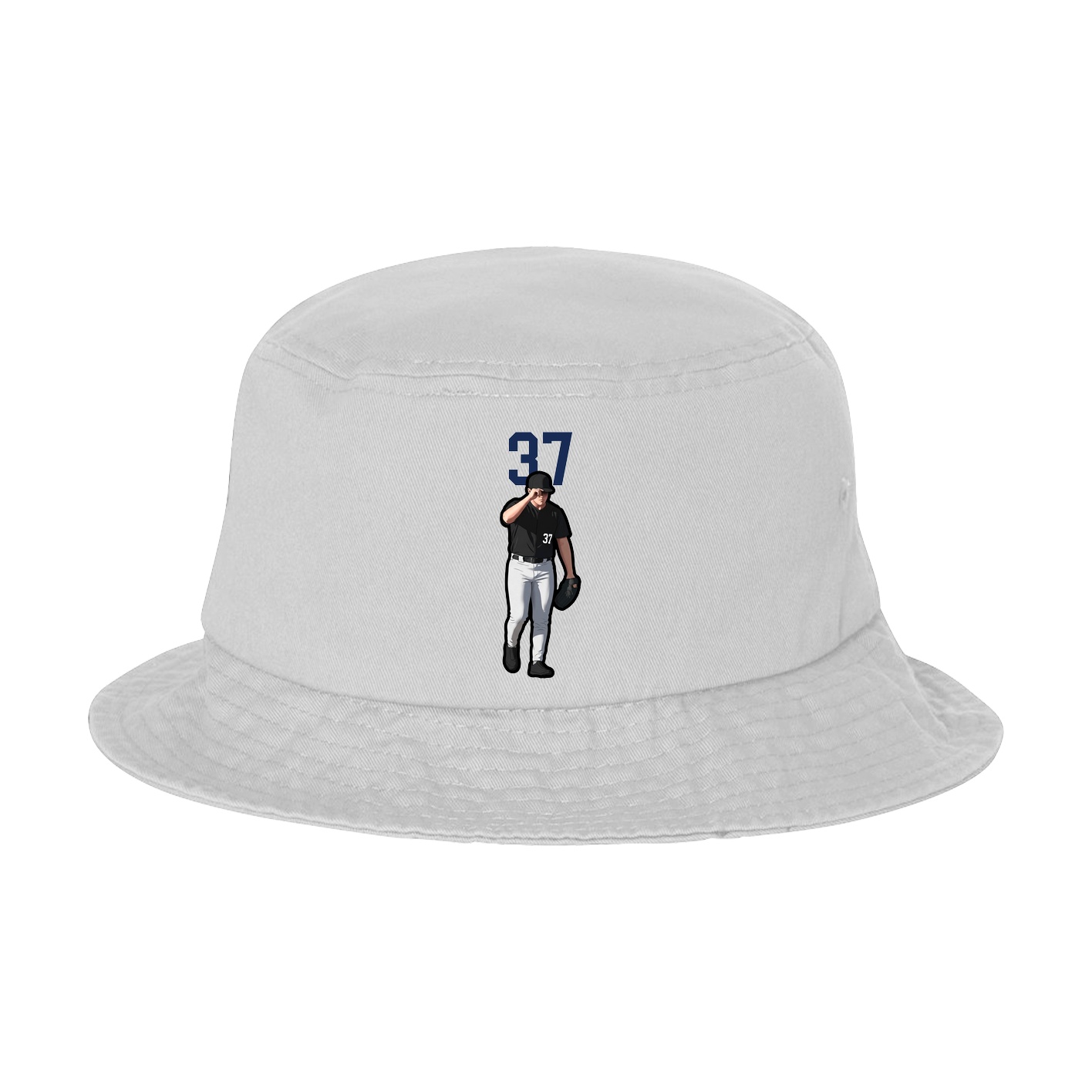 Bucket Cap — Number Top in White
