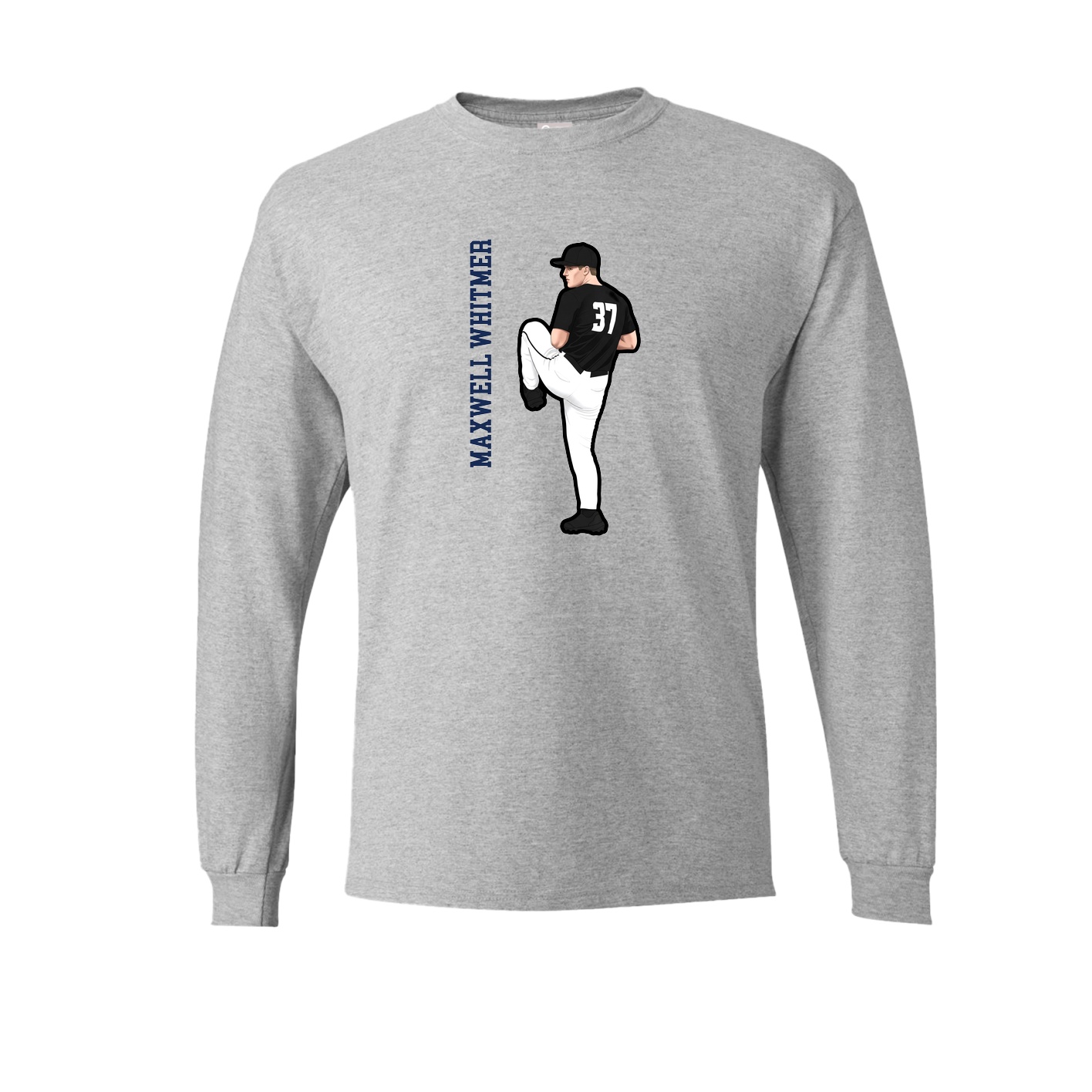 Long Sleeve Tee — Name Vertical in Grey