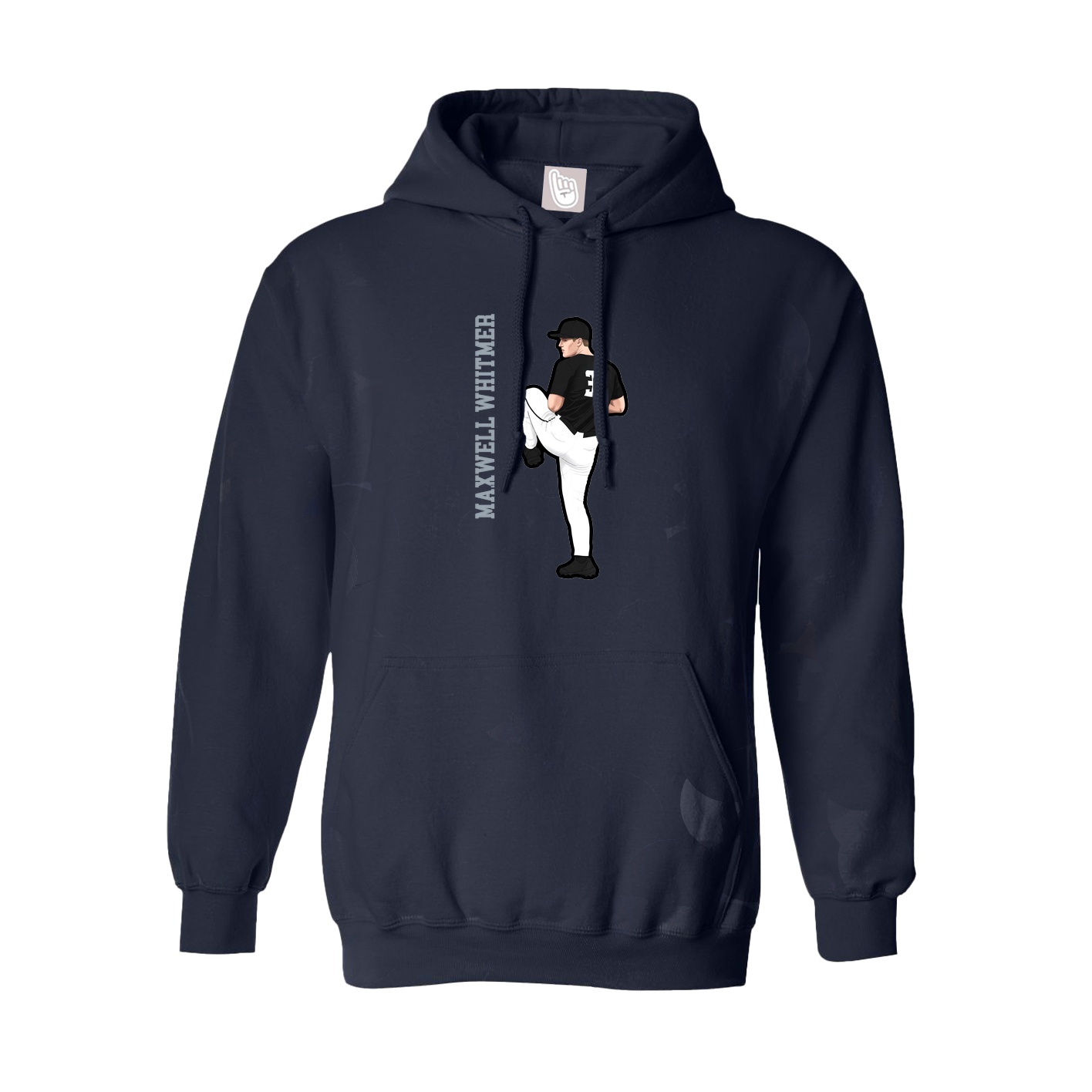 Hoodie — Name Vertical in Navy
