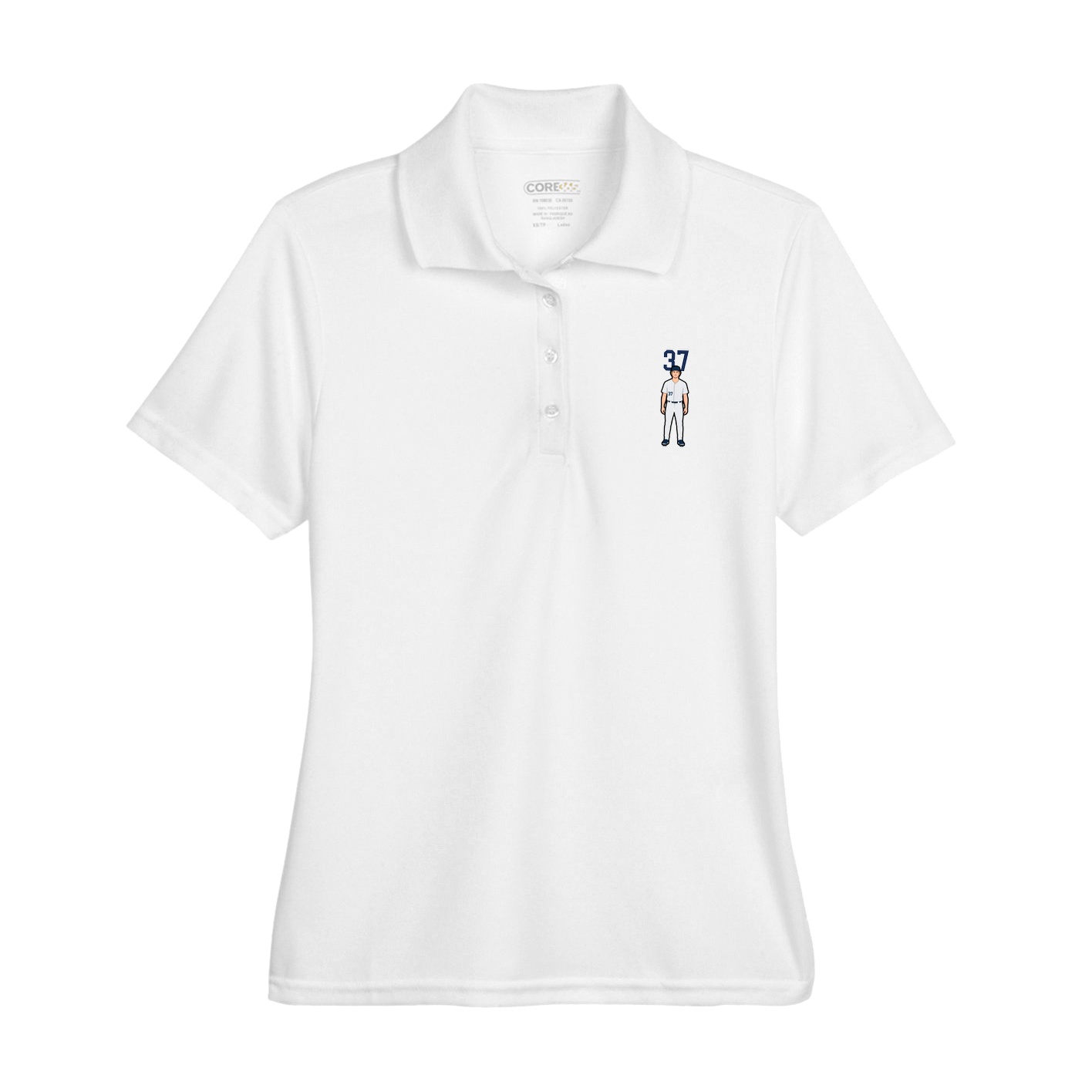 Womens Performance Polo — Number Top in White