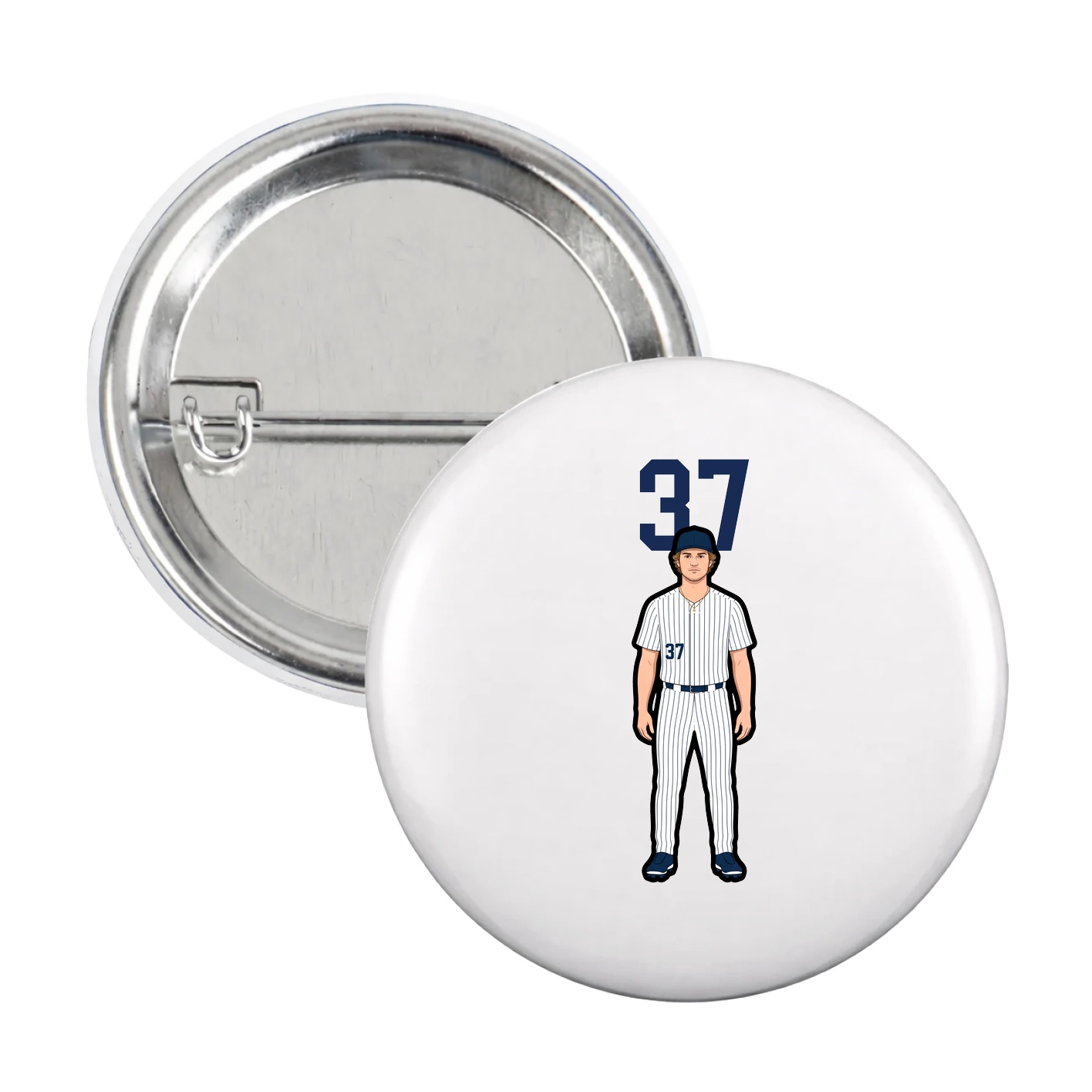 Game Day Button — Number Top in White