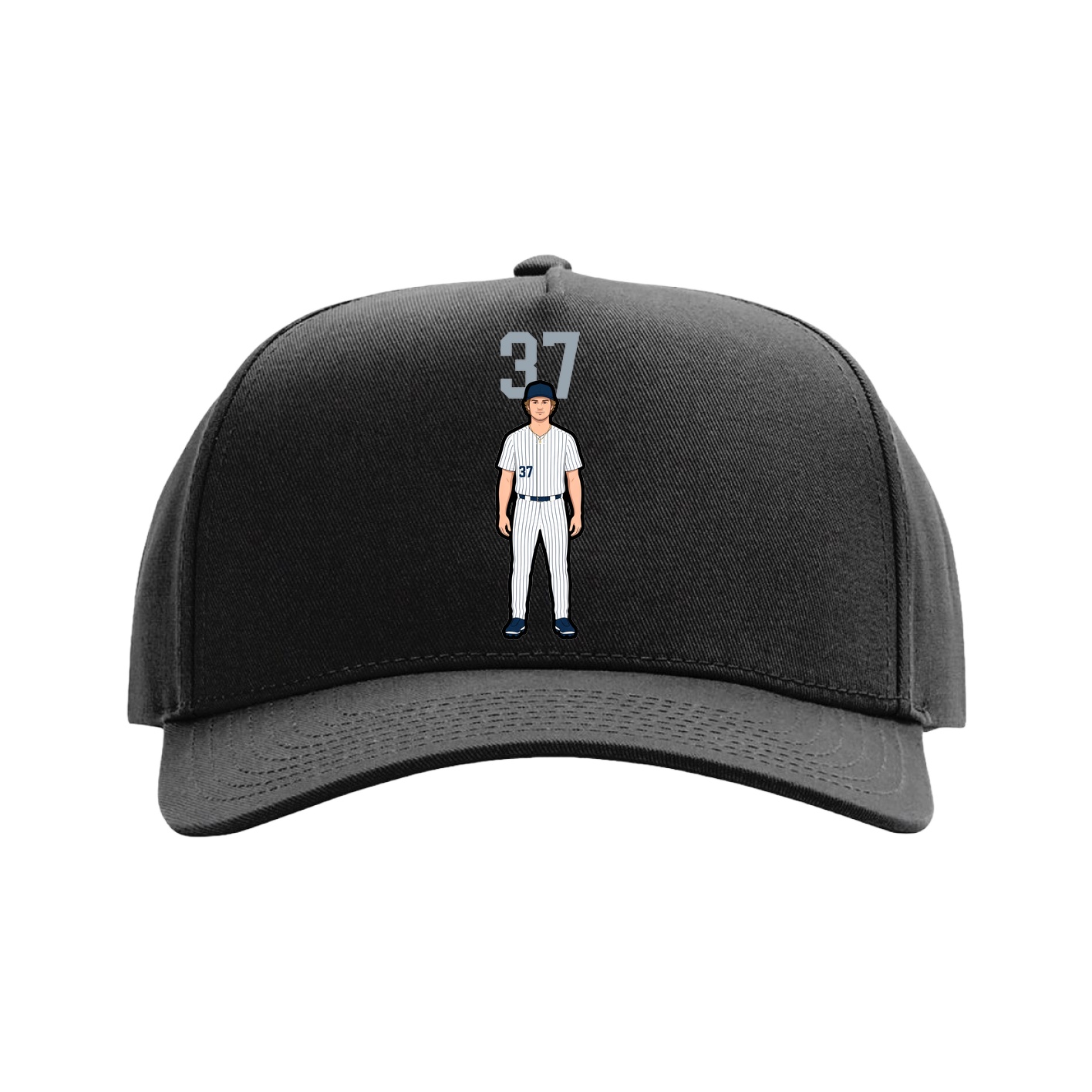 Full Fabric Five-Panel Champ Cap — Number Top in Black