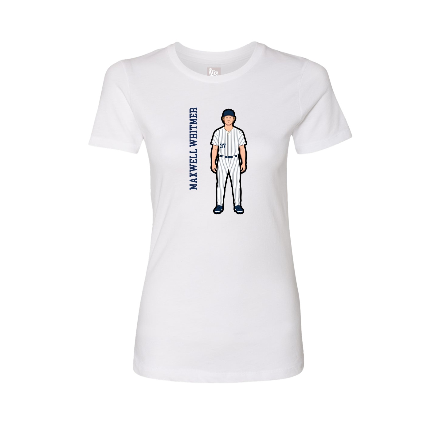 Womens Tee — Name Vertical in White