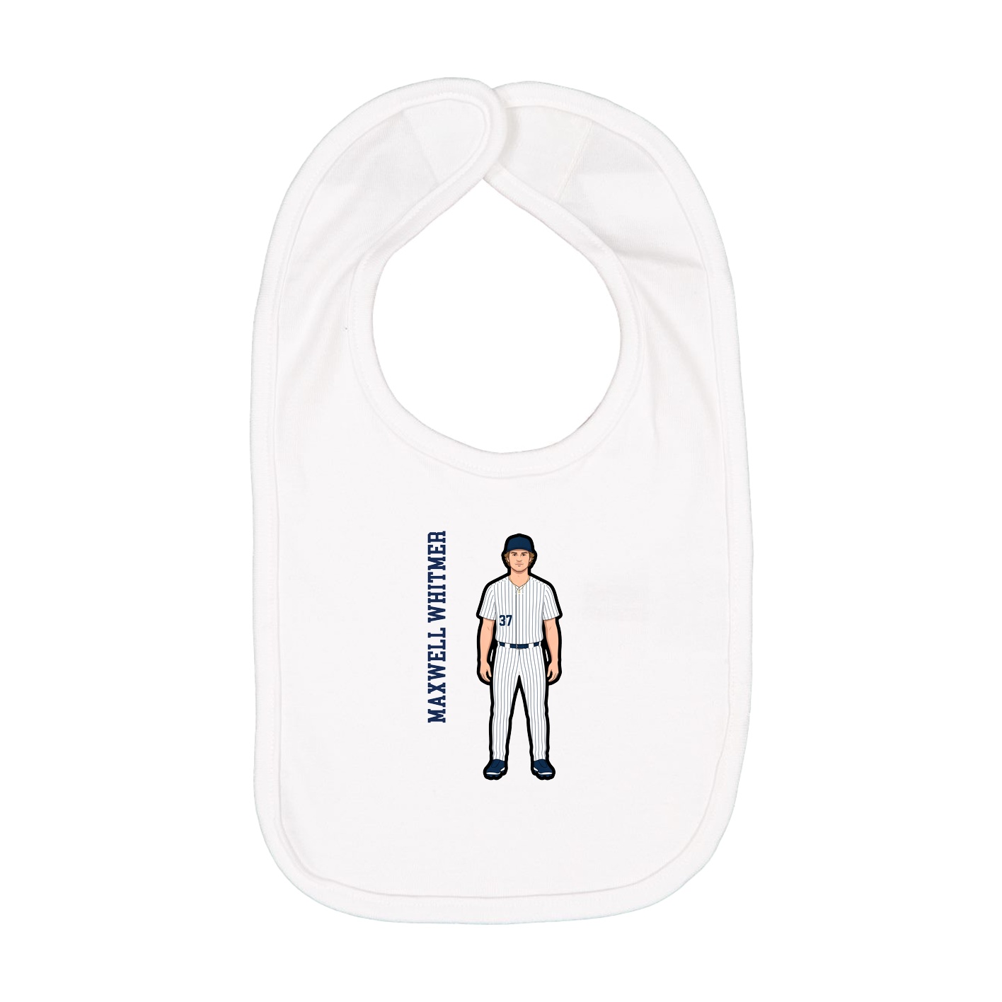 Infant Bib — Name Vertical in White