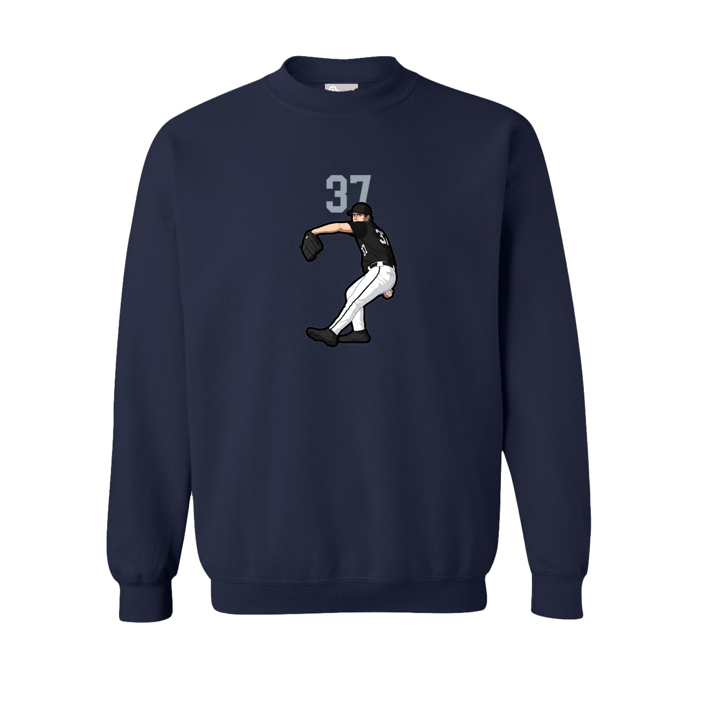 Fleece Crew — Number Top in Navy