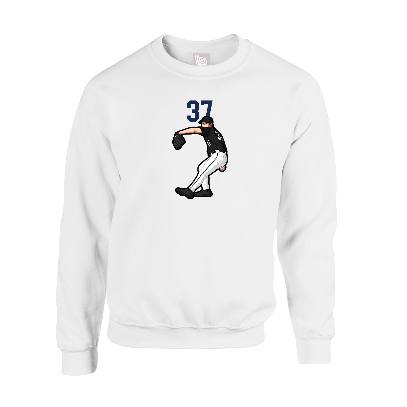 Fleece Crew — Number Top in White