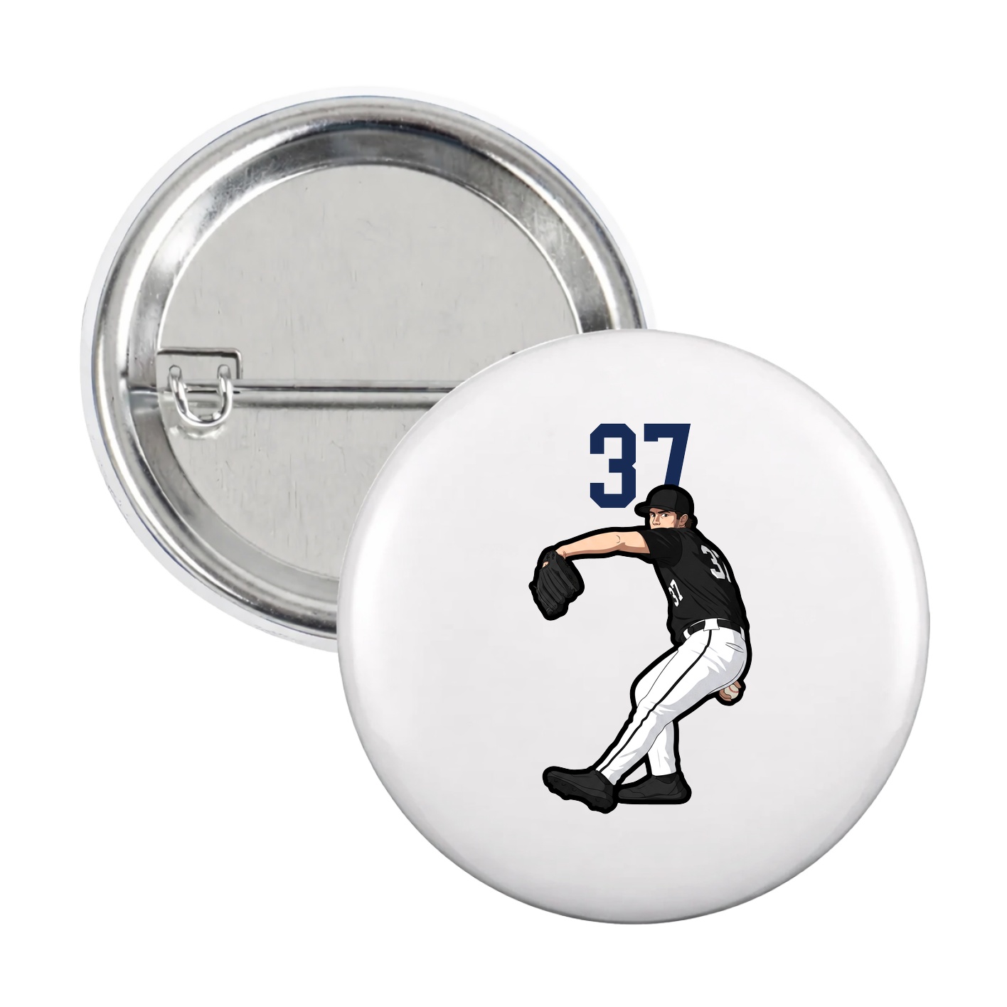 Game Day Button — Number Top in White