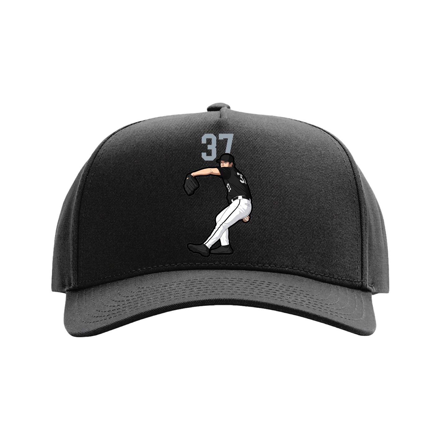 Full Fabric Five-Panel Champ Cap — Number Top in Black