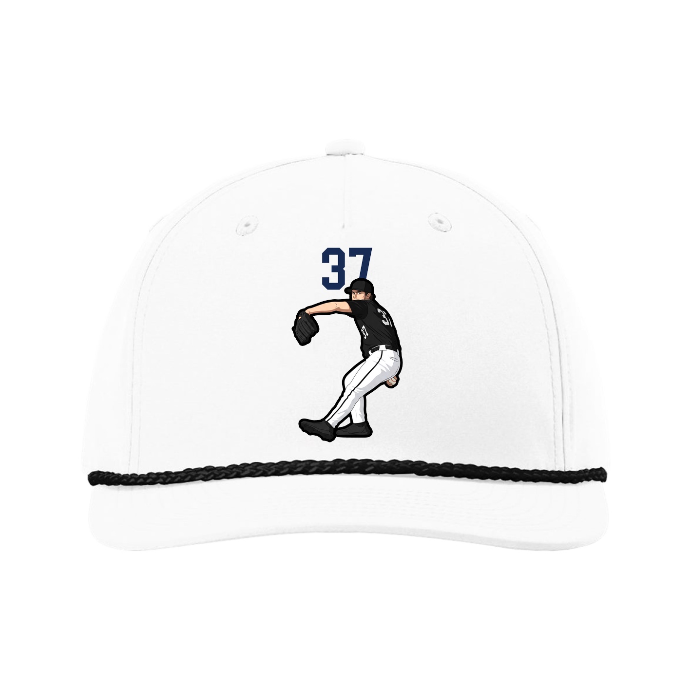 Five-Panel Classic Rope Cap — Number Top in White