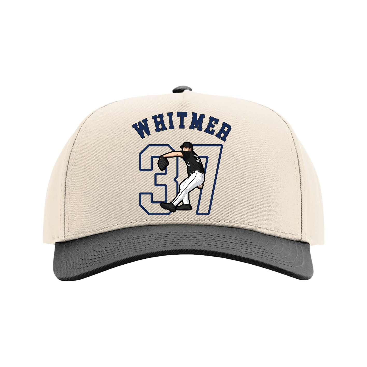 Full Fabric Five-Panel Champ Cap — Shirsey Arch in Cream/Black