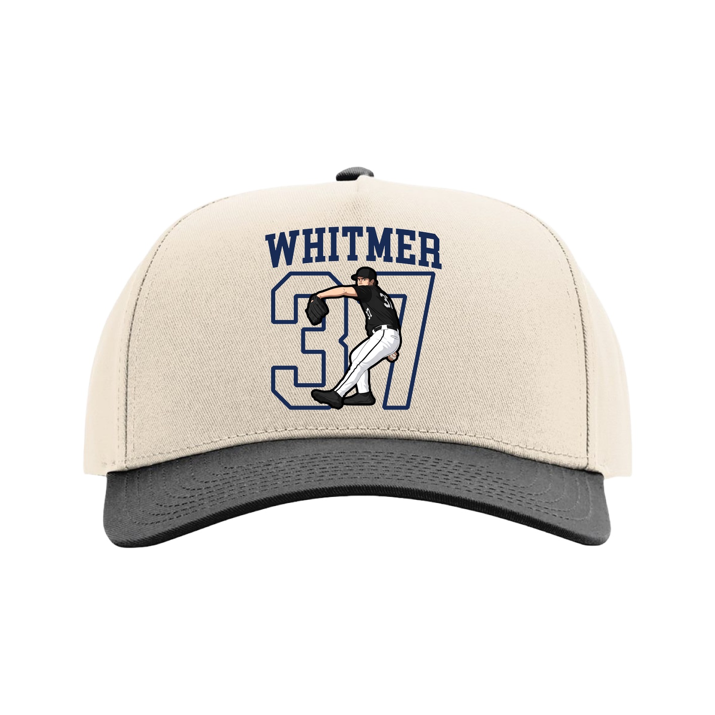 Full Fabric Five-Panel Champ Cap — Shirsey in Cream/Black