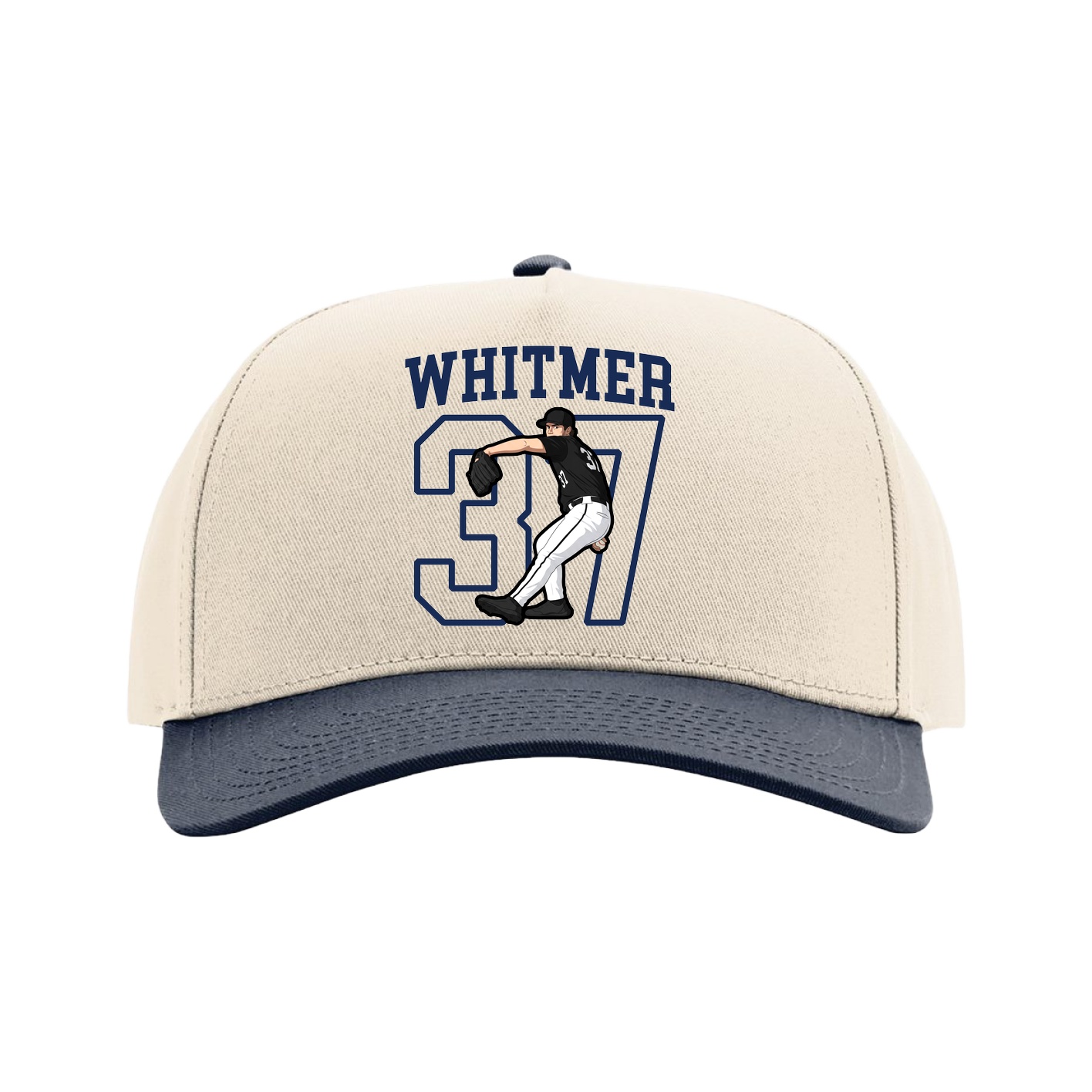 Full Fabric Five-Panel Champ Cap — Shirsey in Cream/Navy