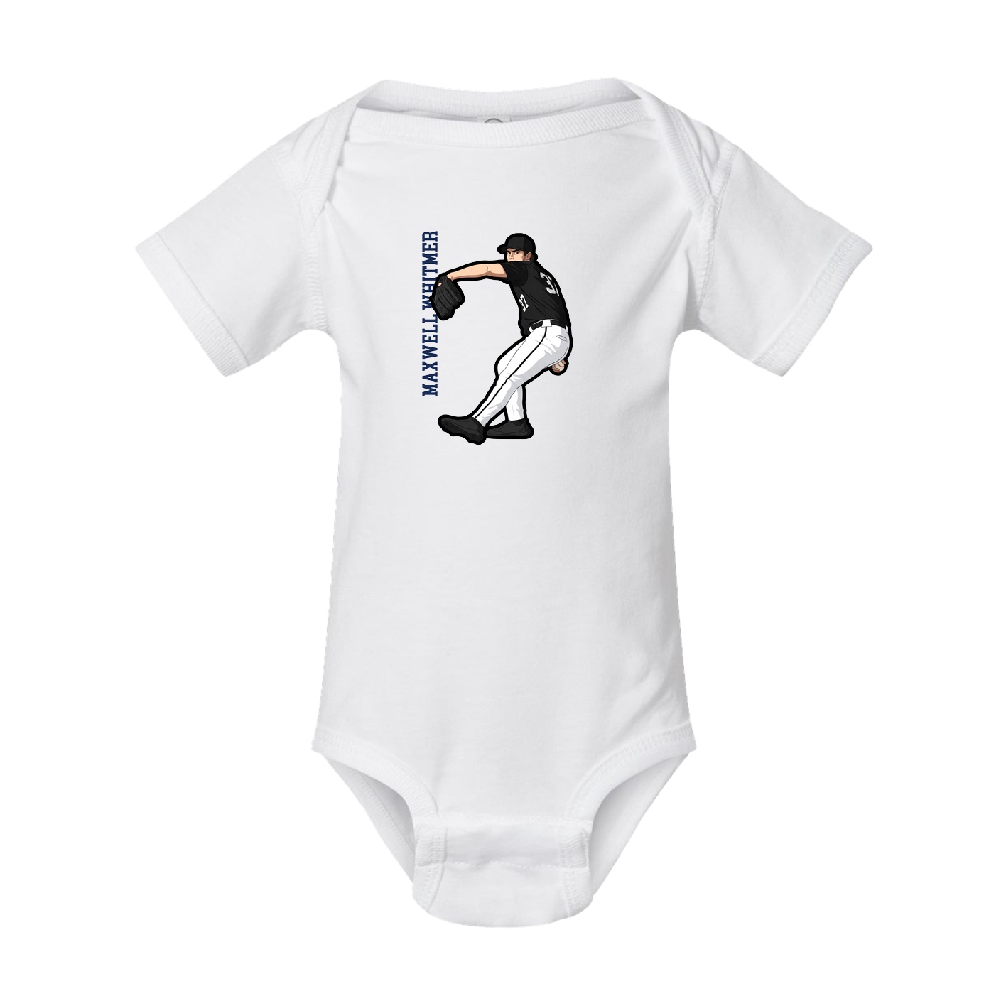Baby Onesie — Name Vertical in White