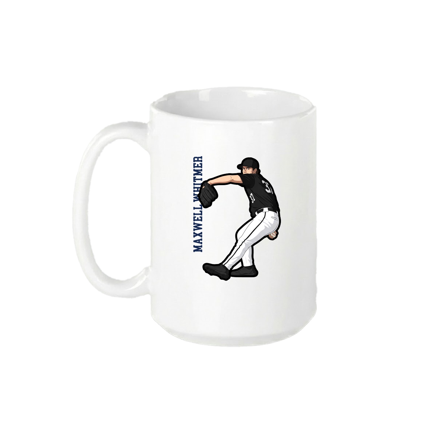 15oz Coffee Mug — Name Vertical in White