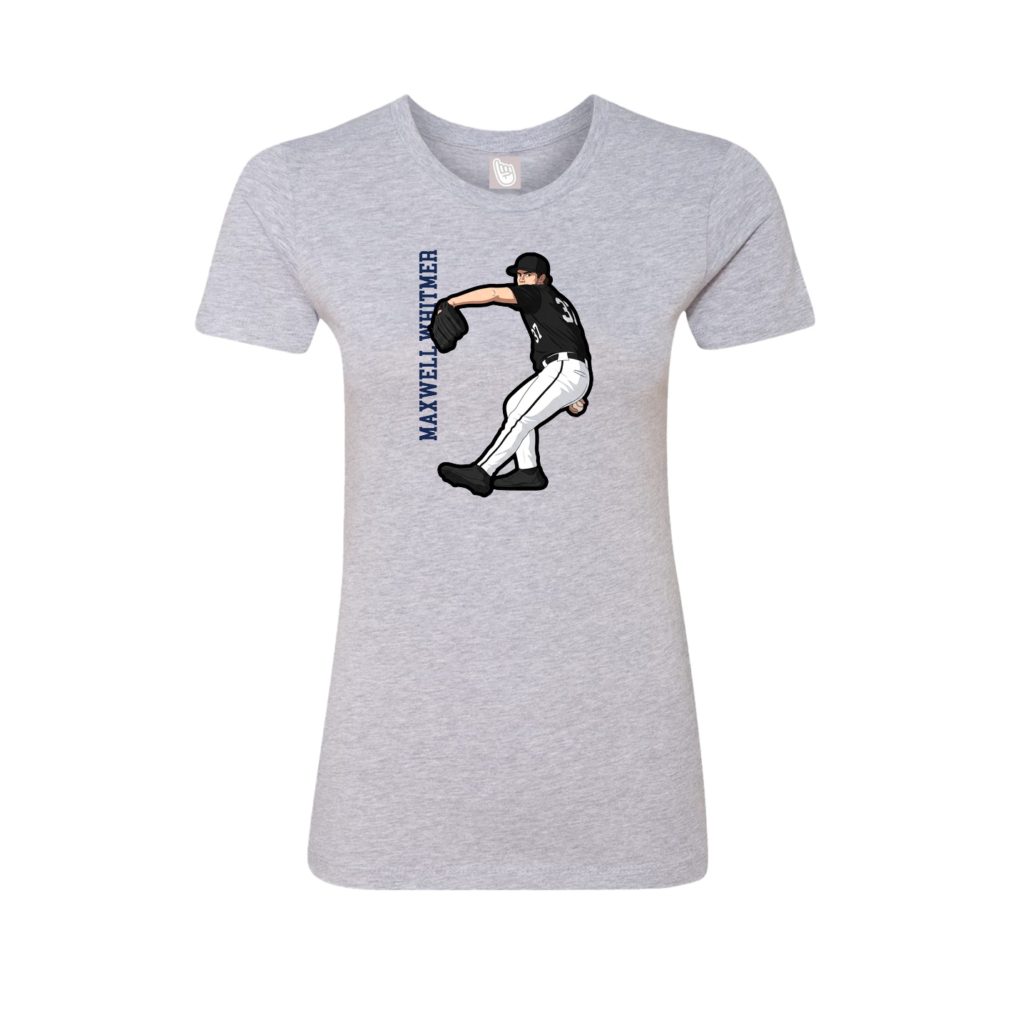 Womens Tee — Name Vertical in Grey
