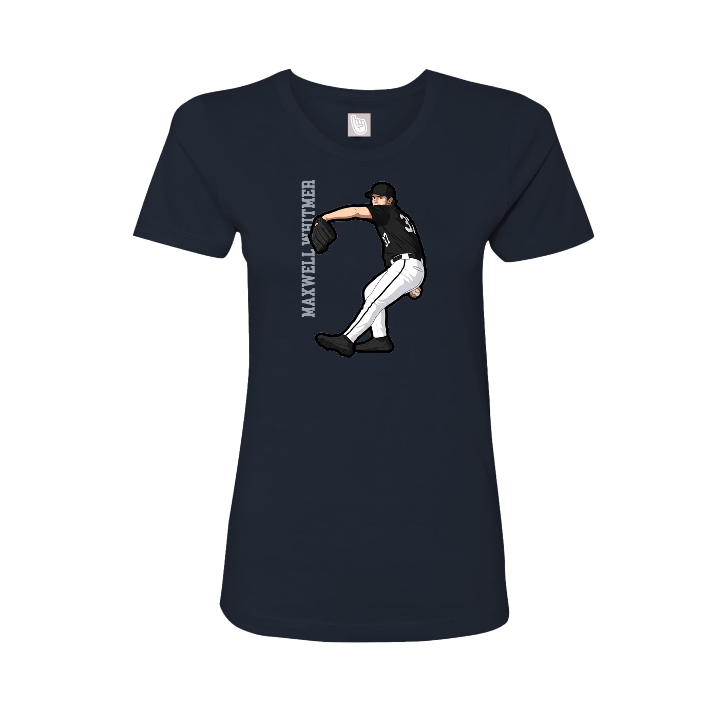 Womens Tee — Name Vertical in Navy