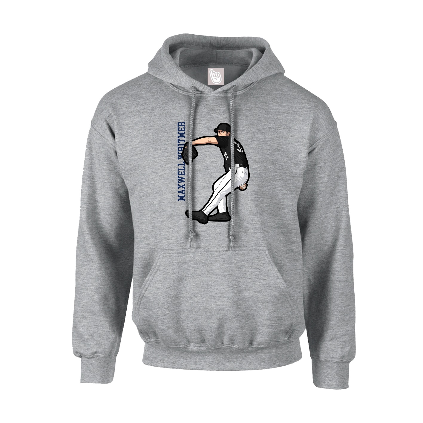 Hoodie — Name Vertical in Grey