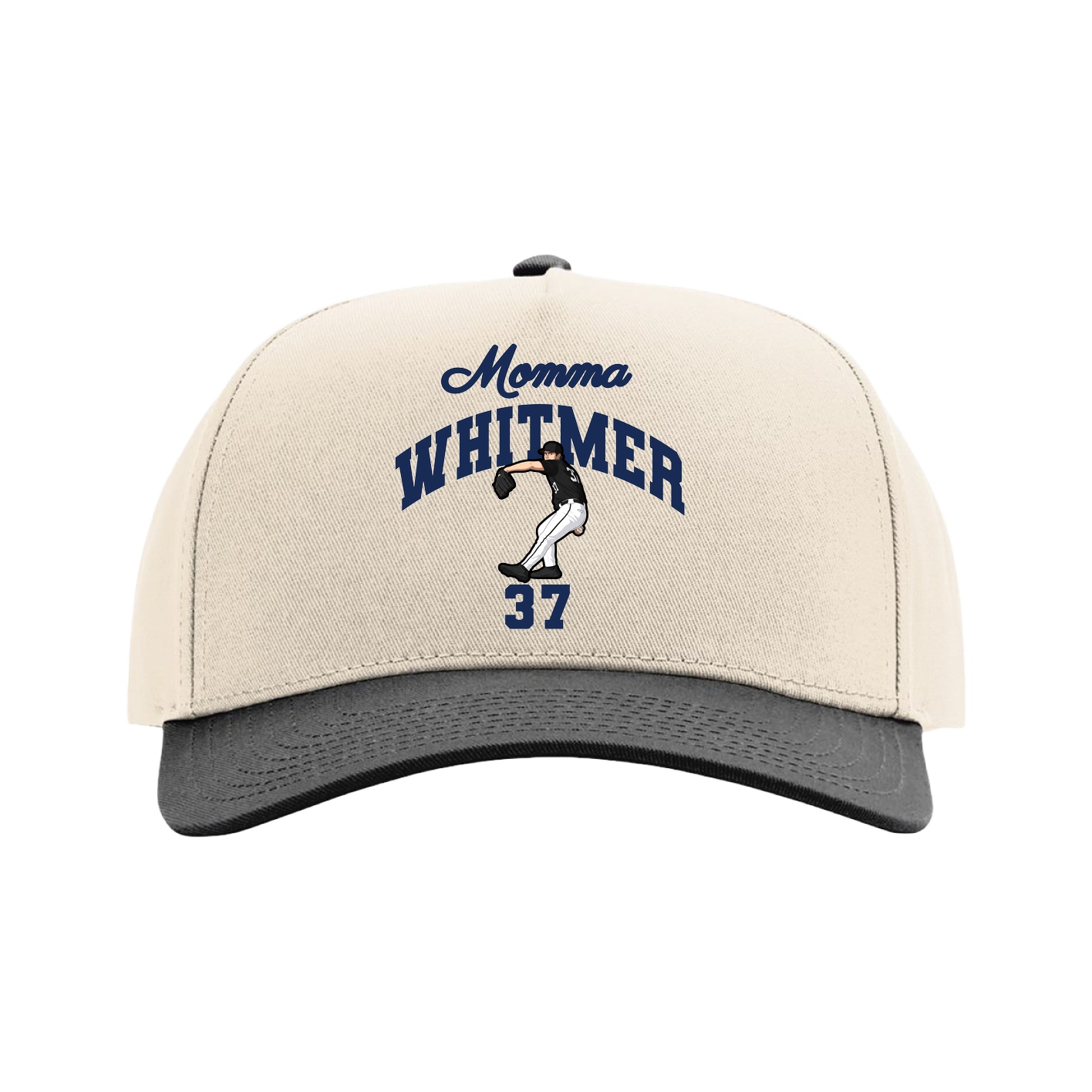 Full Fabric Five-Panel Champ Cap — Mothers Day Arch in Cream/Black