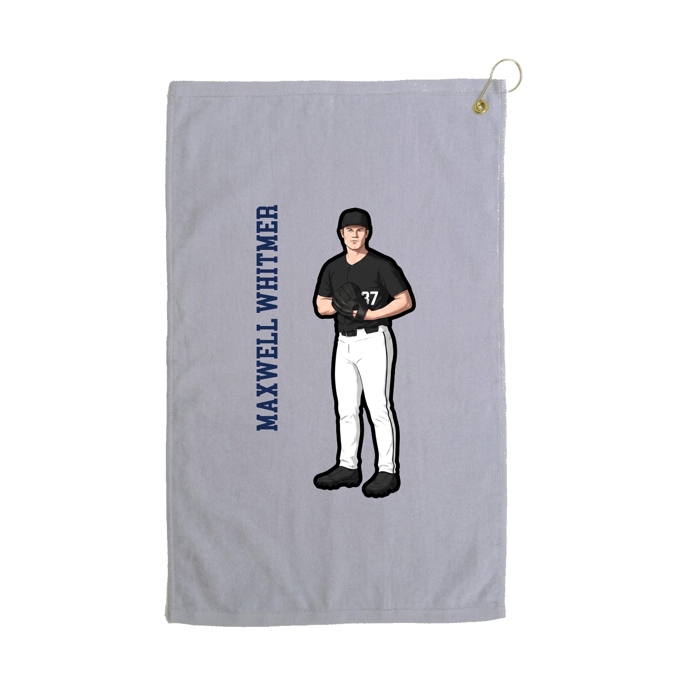 Golf Towel — Name Vertical in Grey