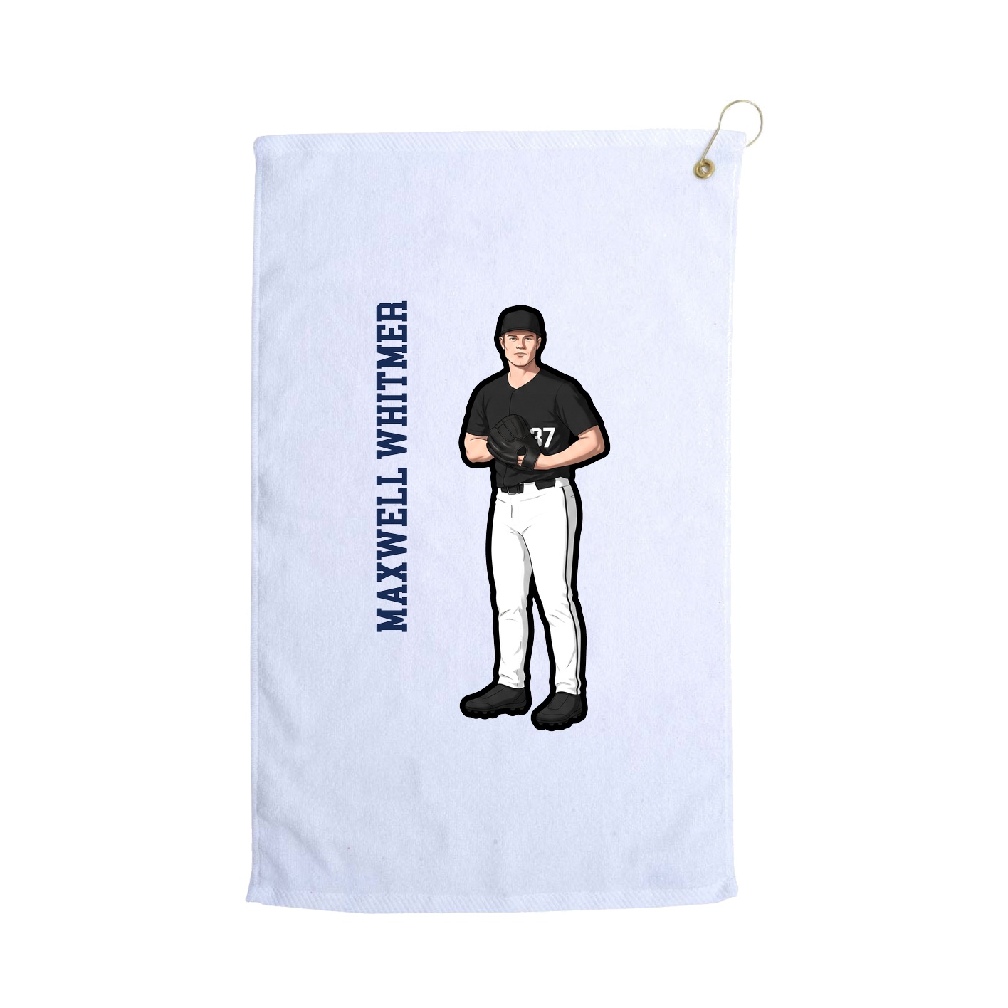 Golf Towel — Name Vertical in White