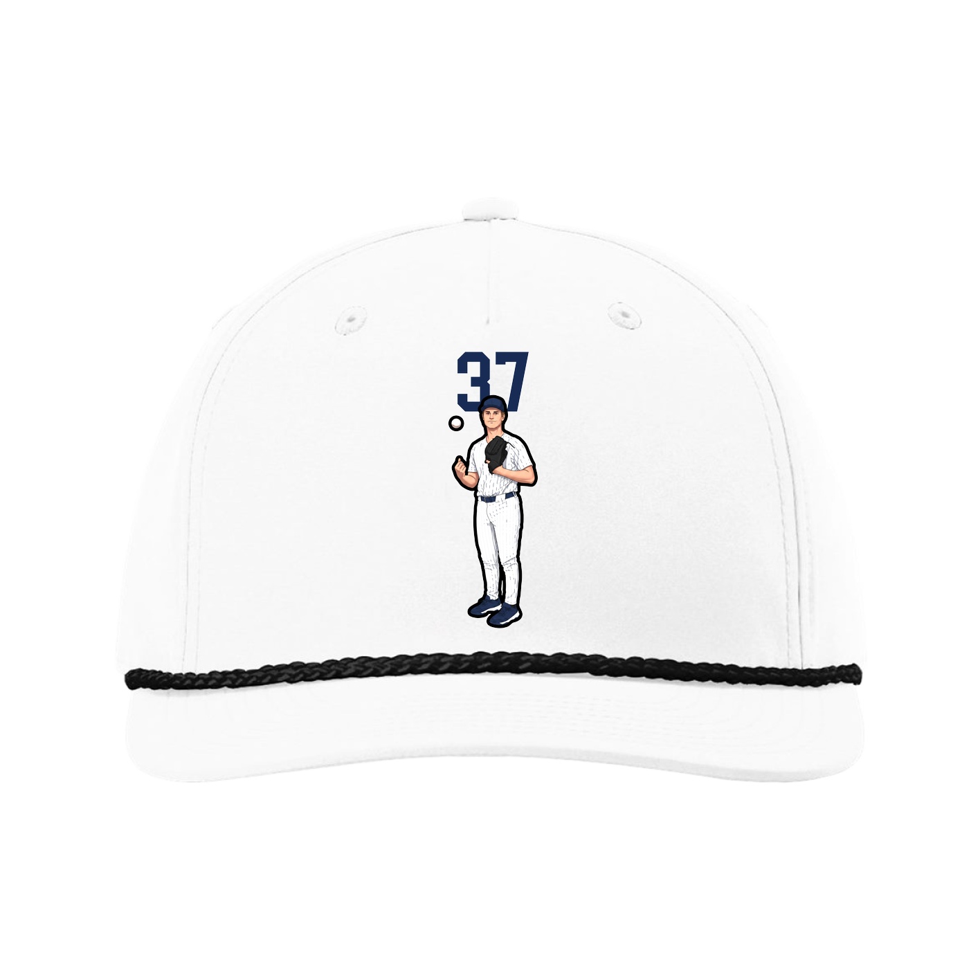 Five-Panel Classic Rope Cap — Number Top in White