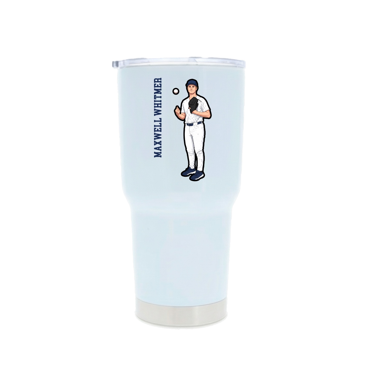 30oz Stainless Steel Tumbler — Name Vertical in White