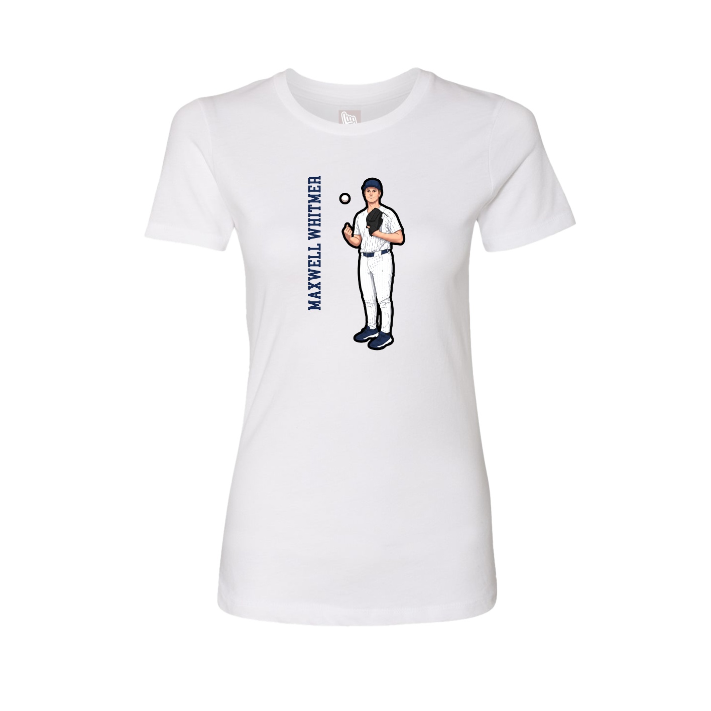Womens Tee — Name Vertical in White