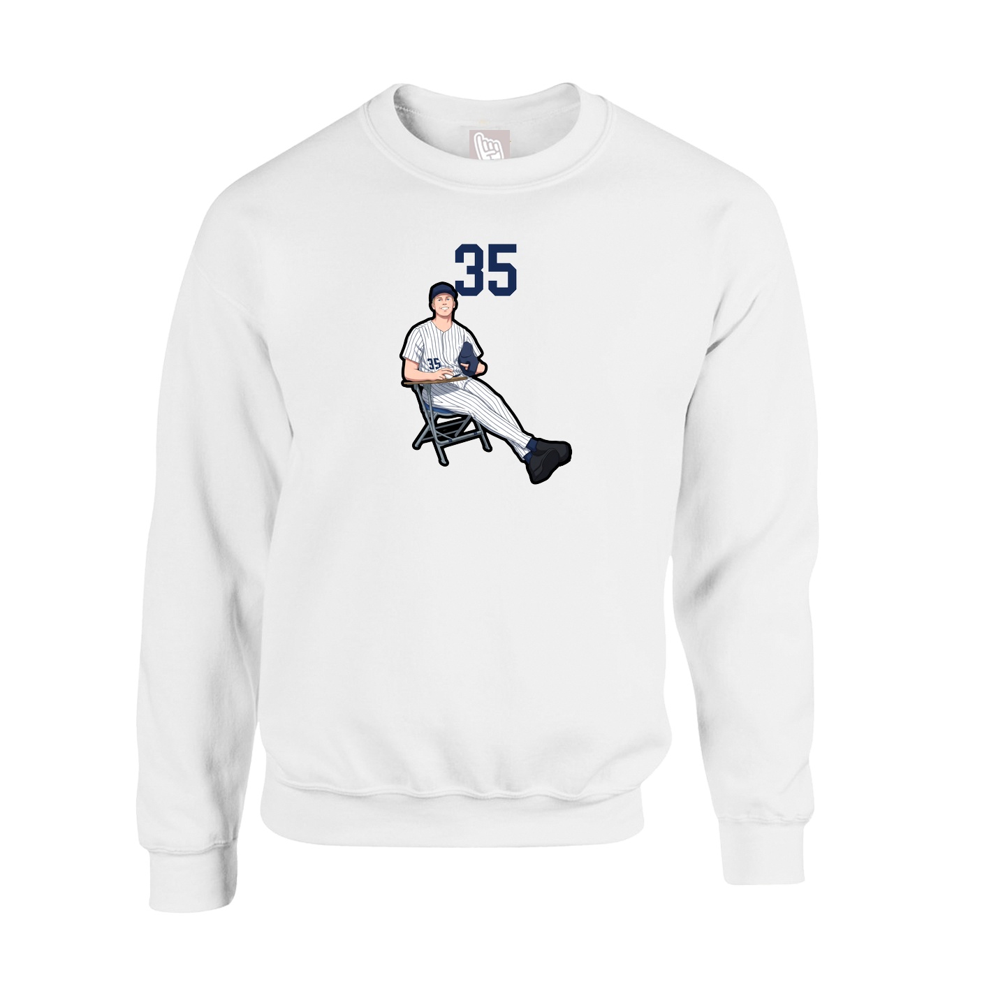 Fleece Crew — Number Top in White