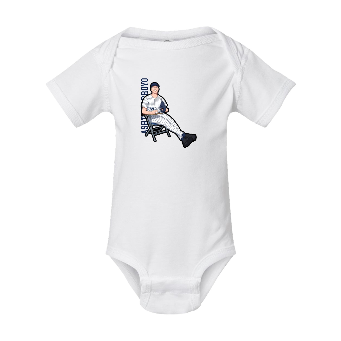 Baby Onesie — Name Vertical in White