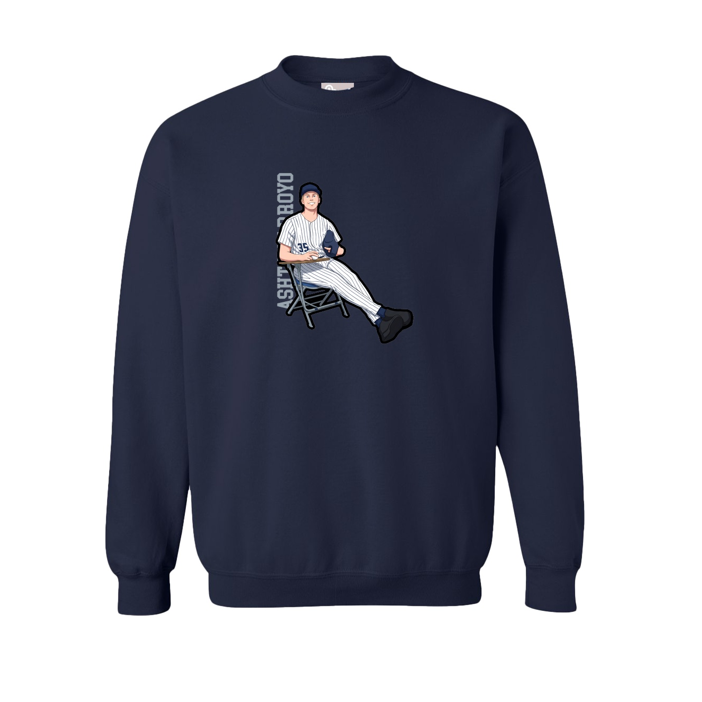 Fleece Crew — Name Vertical in Navy