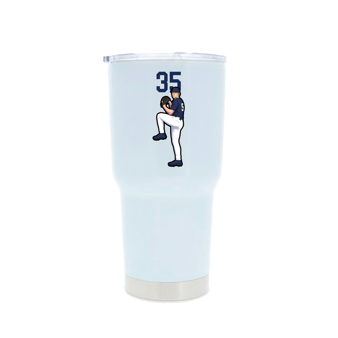 30oz Stainless Steel Tumbler — Number Top in White