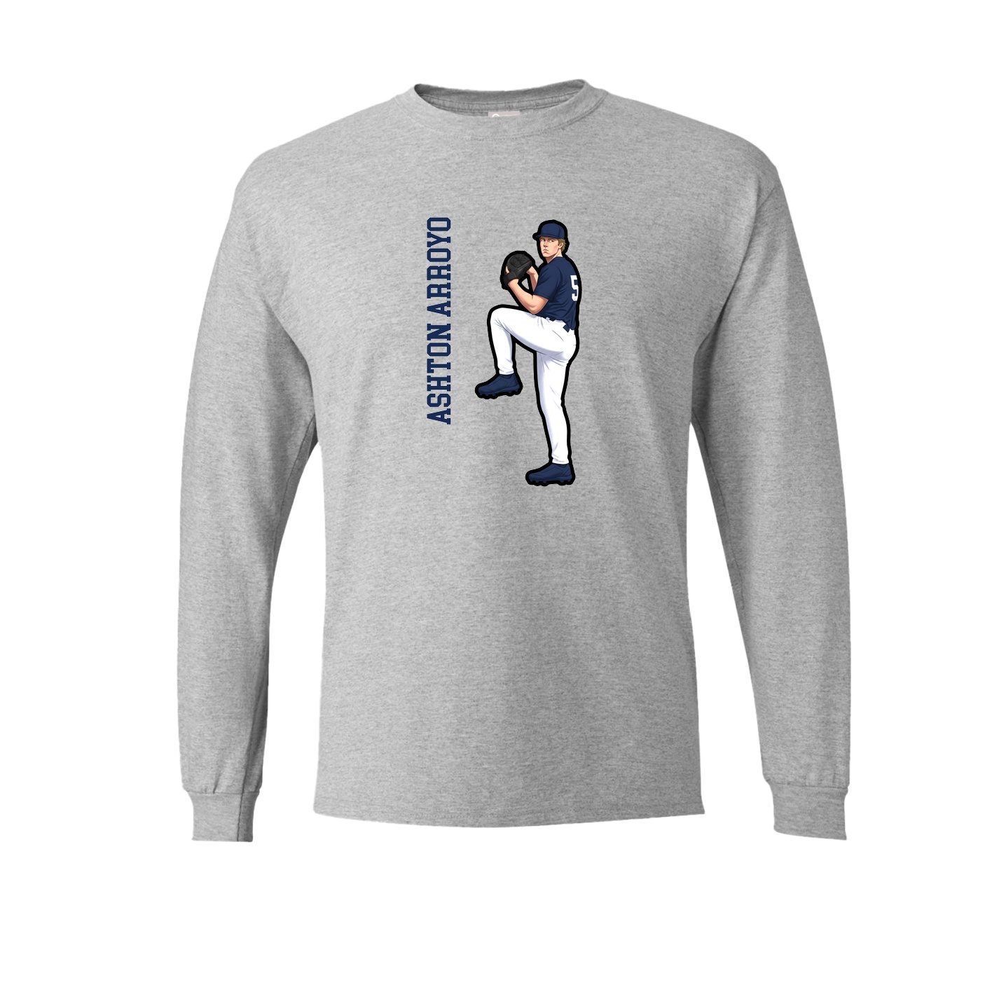 Long Sleeve Tee — Name Vertical in Grey