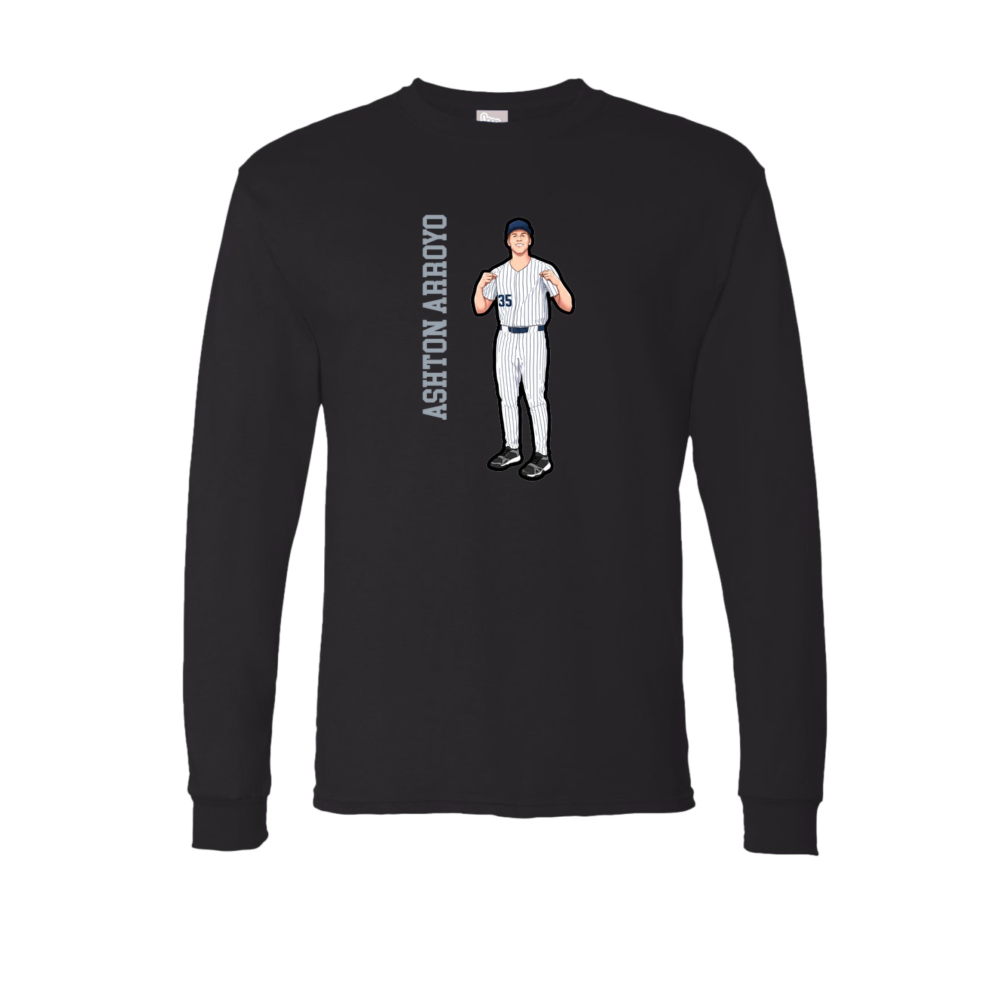 Long Sleeve Tee — Name Vertical in Black