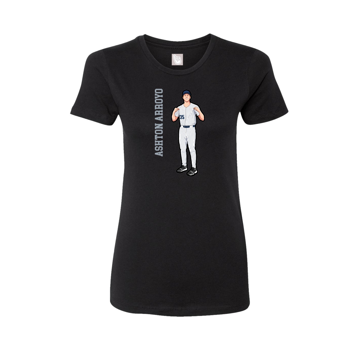 Womens Tee — Name Vertical in Black