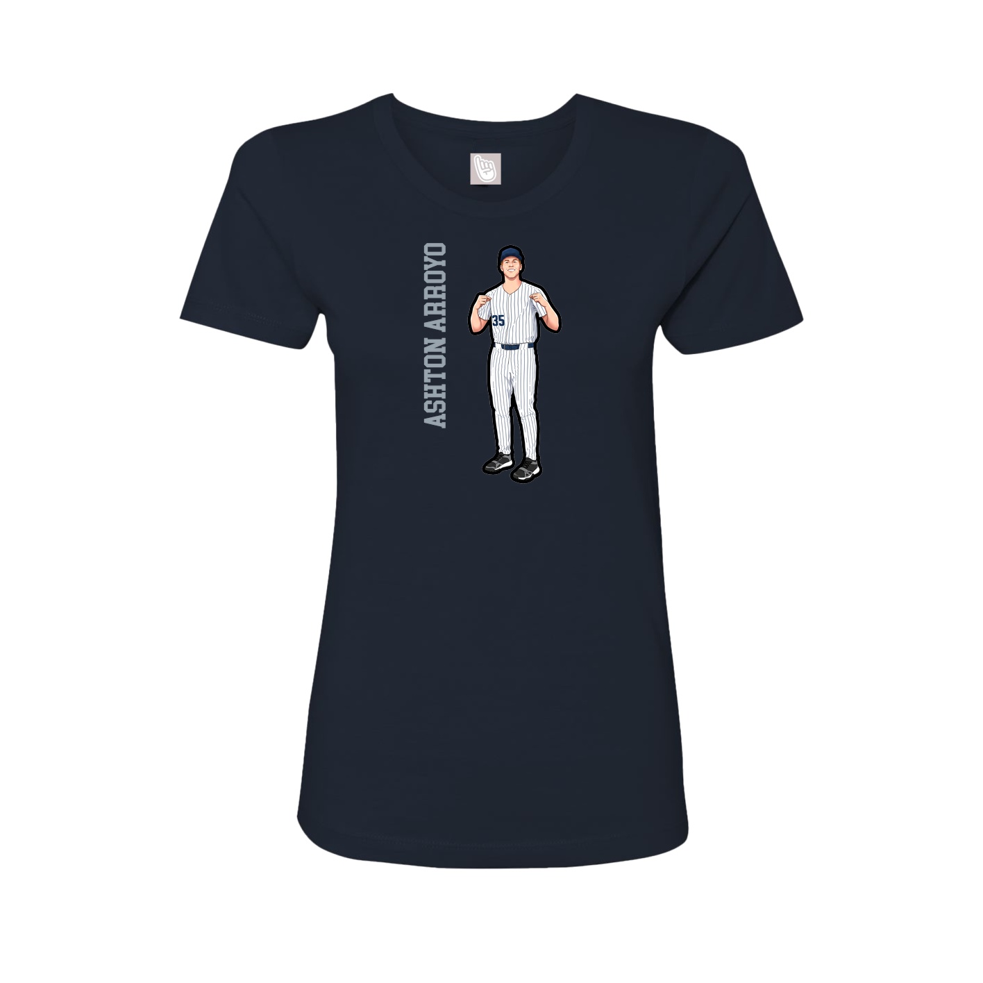 Fitted Women's Tee — Name Vertical in Navy