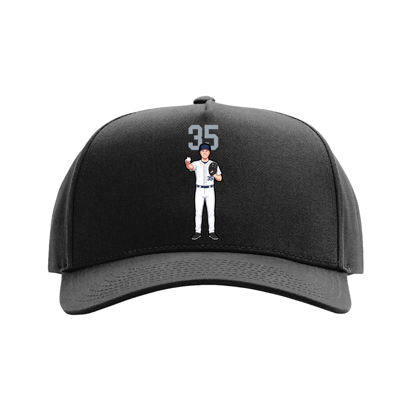 Full Fabric Five-Panel Champ Cap — Number Top in Black